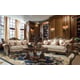 Perfect Brown & Silk Beige Fabric Sofa Set 3Pcs Traditional Homey Design HD-6935