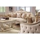 Natural Finish Sofa Set 2Pcs Homey Design HD-661 Carved Wood Traditional Classic