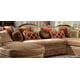 Homey Design HD-1626 Walnut Finish Living Room Sectional Sofa Set 3P Carved Wood