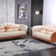 Premium Italian Leather Off White & Orange Sofa AMALIA EUROPEAN FURNITURE Modern