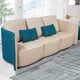 Luxury Italian Leather Beige & Blue MAKASSAR Sofa EUROPEAN FURNITURE Modern