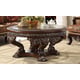 Dark Brown & Silver Coffee Table Set 3Pcs Carved Wood Traditional Homey Design HD-8017