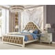 Rose Beige Leather & Mirror CAL King Panel Bed Homey Design HD-6000 