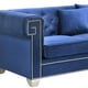 Blue Velvet & Steel Legs Sofa Set 2Pcs Modern Cosmos Furniture Clover Blue
