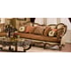 Luxury Chenille Sofa Set 2Pcs Antique Mahogany Wood Benetti's Abrianna Classic