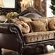 Homey Design HD-3280 Dark Chocolate Gold Fabric Faux Leather SofaTraditional