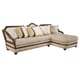 Carved Wood Luxury Beige Chenille Sectional Sofa LUCIANNA Benetti’s Classic