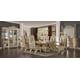 Homey Design HD-8015 Classic Ivory Finish Dining Room Dining Table 2 Armchair 6 Sidechair and Curio Set 10 Pcs