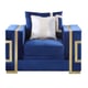 Navy Fabric Sofa Set 3Pcs w/ Gold Steel Legs Transitional Cosmos Furniture Lawrence