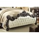 Homey Design HD-1208 Classic Royal White Dark Brown Finish Tufted Headboard Bedroom Set Bed, Nightstand, Dresser, Mirror 4Pcs