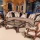 Benetti's Luna Luxury Beige Sectional Sofa Set 3 Brown Finish Wood Trim Classic