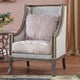 Gray Fabric & Gold Finish Armchairs Set 3Pcs w/ End Table Traditional Homey Design HD-6030 