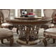 Burl & Metallic Antique Gold Round Dining Room Set 5Pcs Traditional Homey Design HD-1803