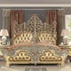 Royal Rich Gold KING Bed Carved Wood Traditional Homey Design HD-8016