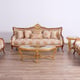 Luxury Antique Walnut & Gold VERONICA Sofa Set 4Pcs EUROPEAN FURNITURE Traditional