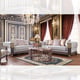 Gray Fabric & Gold Finish Sofa Set 5Pcs w/ Coffee Tables Traditional Homey Design HD-6030 