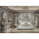 Baroque Belle Silver King Bed Carved Wood Traditional Homey Design HD-8088 