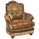 Benetti's Felisa Luxury Golden Beige Silk Chenille Accent Chair Honey Oak Finish 