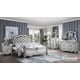Silver Finish Wood Queen Panel Bedroom Set 6Pcs Transitional Cosmos Furniture Melrose