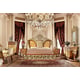 Gold Tufted Leather King Bed HD-8024 