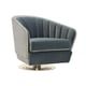 Light Gray & Cobalt Fabric CONCENTRIC SWIVEL CHAIR by Caracole 