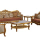 Luxury Sand Red & Gold Wood Trim MODIGLIANI Sofa Set 4 Pcs EUROPEAN FURNITURE 
