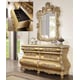 Royal Rich Gold KING Bedroom Set 6Pcs Carved Wood Traditional Homey Design HD-8016