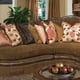 Benetti's Bertina Luxury Walnut Sectional Sofa Set Dark Brown Finish Wood Trim