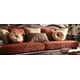 Homey Design HD-6903 Victorian Luxury Rich Brown Leather Red Mixed Fabric Sofa
