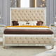 Contemporary Cream Leather & Mirror Fnish CAL King Bed Homey Design HD-1090
