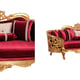 Classic Burgundy Gold Fabric 30015 BELLAGIO II Sofa Set 2Pcs EUROPEAN FURNITURE 