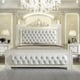 White Gloss & Gold Brush Finish CAL King Bedroom Set 3Pcs Traditional Homey Design HD-8091
