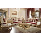 Metallic Bright Gold Sofa Set 4Pcs w/Coffee Table Traditional Carved Wood Homey Design HD-31