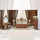 Mahogany Finish & Gold Solid Wood Vanity Dresser Set 3Pcs Homey Design HD-9090