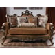 Mohawk Finish Leather Loveseat Carved Wood Traditional Homey Design HD-555