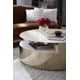 Crème Stone W/  Soft Gold Tone Swivel Base Coffee Table TURN STYLE by Caracole 
