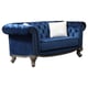Navy Fabric Loveseat  w/ Silver Finish Transitional Cosmos Furniture Mia