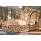Luxury CAL King Bed Tufted Leather Gold Curved Wood Homey Design HD-8024