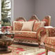 Gold Finish & Silk Brown Fabric Loveseat Traditional Homey Design HD-106