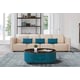 Luxury Italian Leather Oversize Sofa Beige & Blue MAKASSAR EUROPEAN FURNITURE 