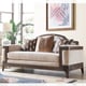 Beige Fabric & Brown Finish Loveseat  Traditional Homey Design HD-687 