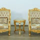 Imperial Luxury Gold Fabric LUXOR Sofa Set 3Ps EUROPEAN FURNITURE Solid Wood