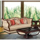 Beige Silk Chenille Dark Brown Wood Sofa Set 2Pcs HD-90017 Classic Traditional
