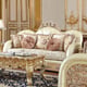 Traditional Antique Silver Fabric & Leather Sofa Set 3Pcs Homey Design HD-91302