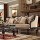 Cherry Finish Pearl Chenille Sofa Set 3Pcs Traditional Homey Design HD-914 
