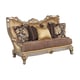 Luxury Silk Chenille Gold w/Silver Wood Loveseat HD-90018 Classic Traditional