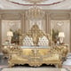 Antique Gold & Leather King Bedroom Set 6Pcs Traditional Homey Design HD-1801