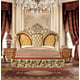 Luxury KING Bedroom Set 5 Pcs Gold Curved Wood Homey Design HD-8024 