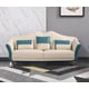 Premium Italian Leather Off White & Blue Sofa WINSTON EUROPEAN FURNITURE Modern