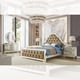 Rose Beige Leather & Mirror CAL King Panel Bed Homey Design HD-6000 